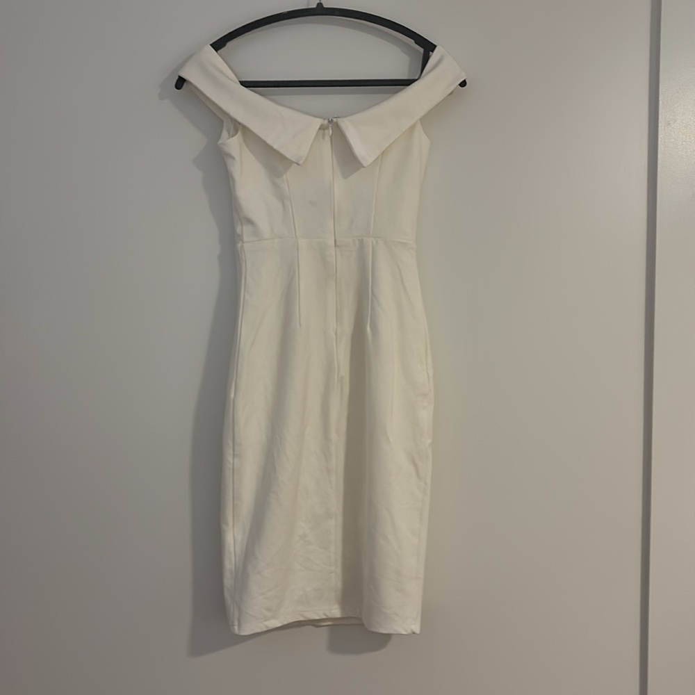 NWOT Lulus Classic Glam White Off-the-Shoulder Bodycon midiDress - Picture 7 of 9